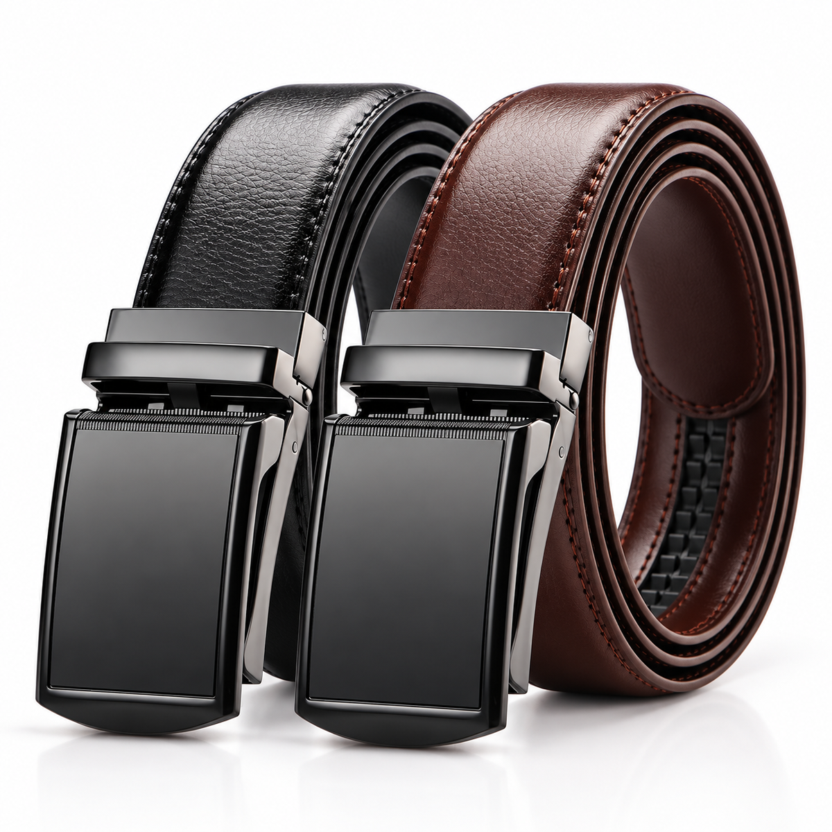 Men’s Leather Ratchet Belt – Black & Brown