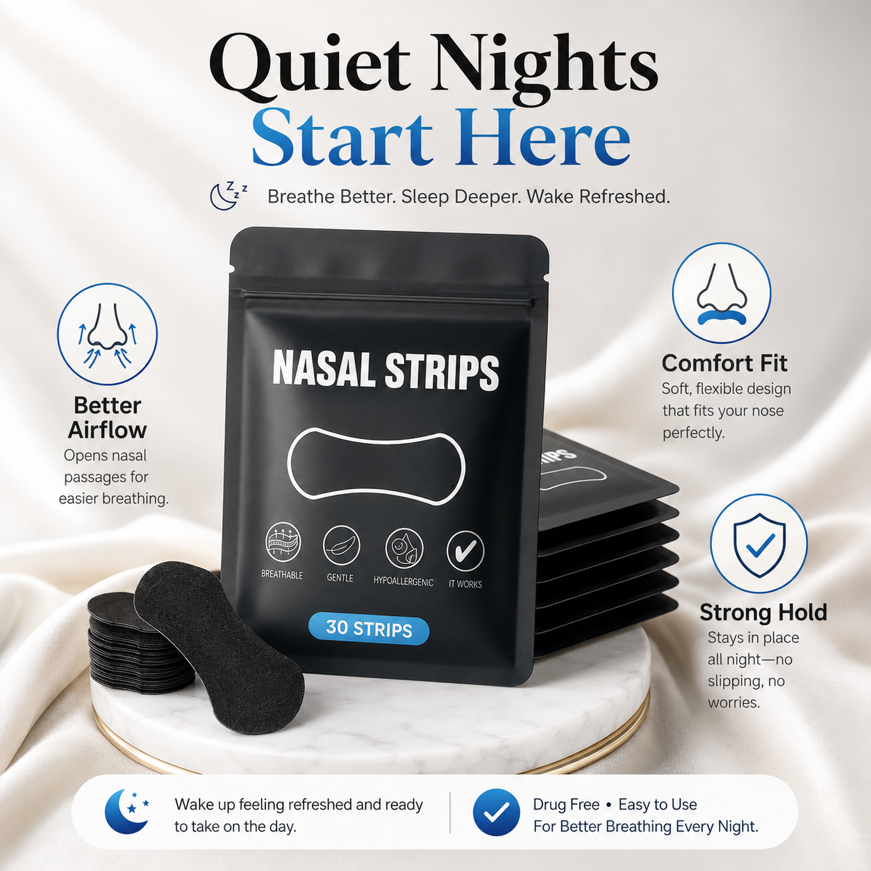 Anti-Snoring Nasal Strips – 30–150 Pieces