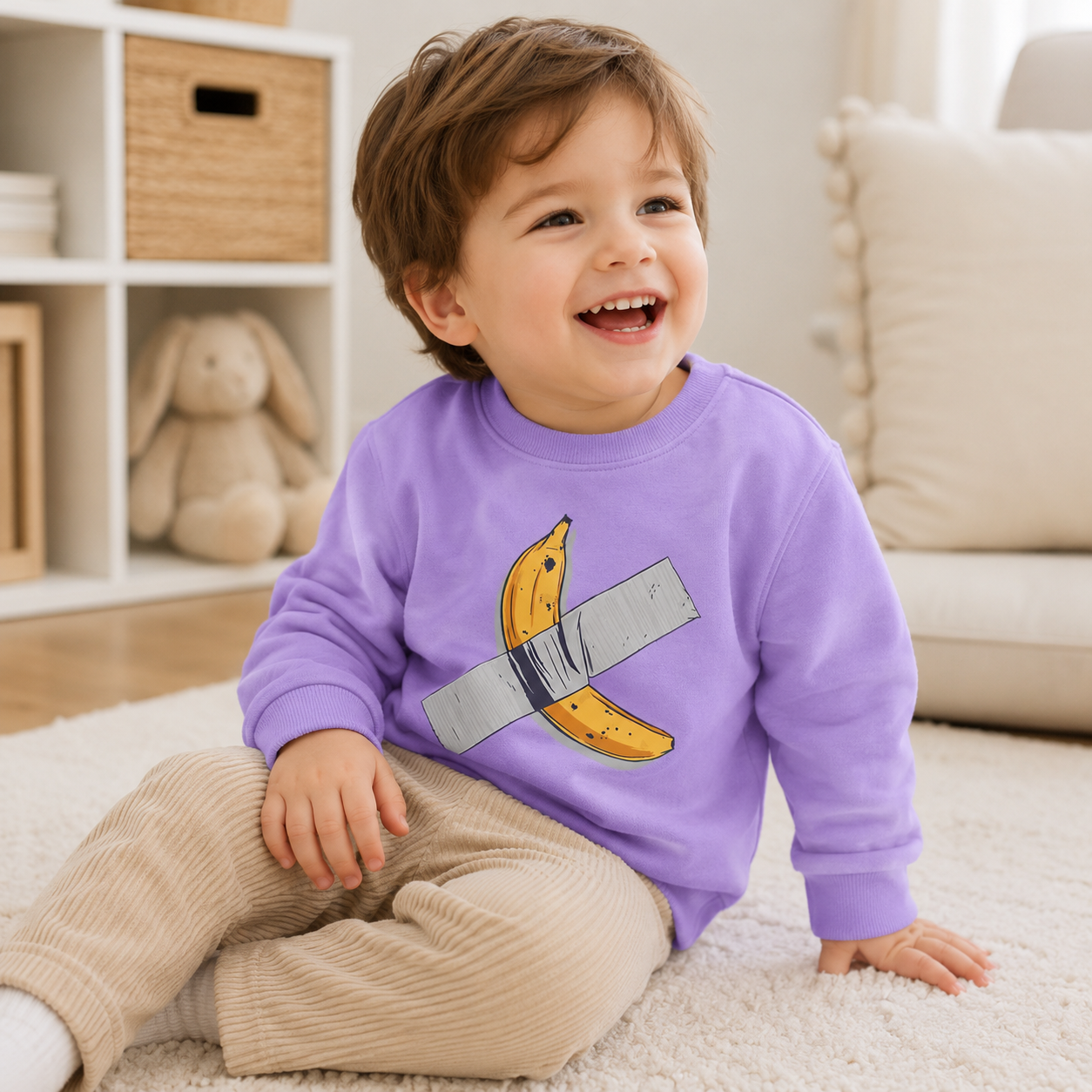 Kids Banana Art Graphic Crewneck Sweatshirt