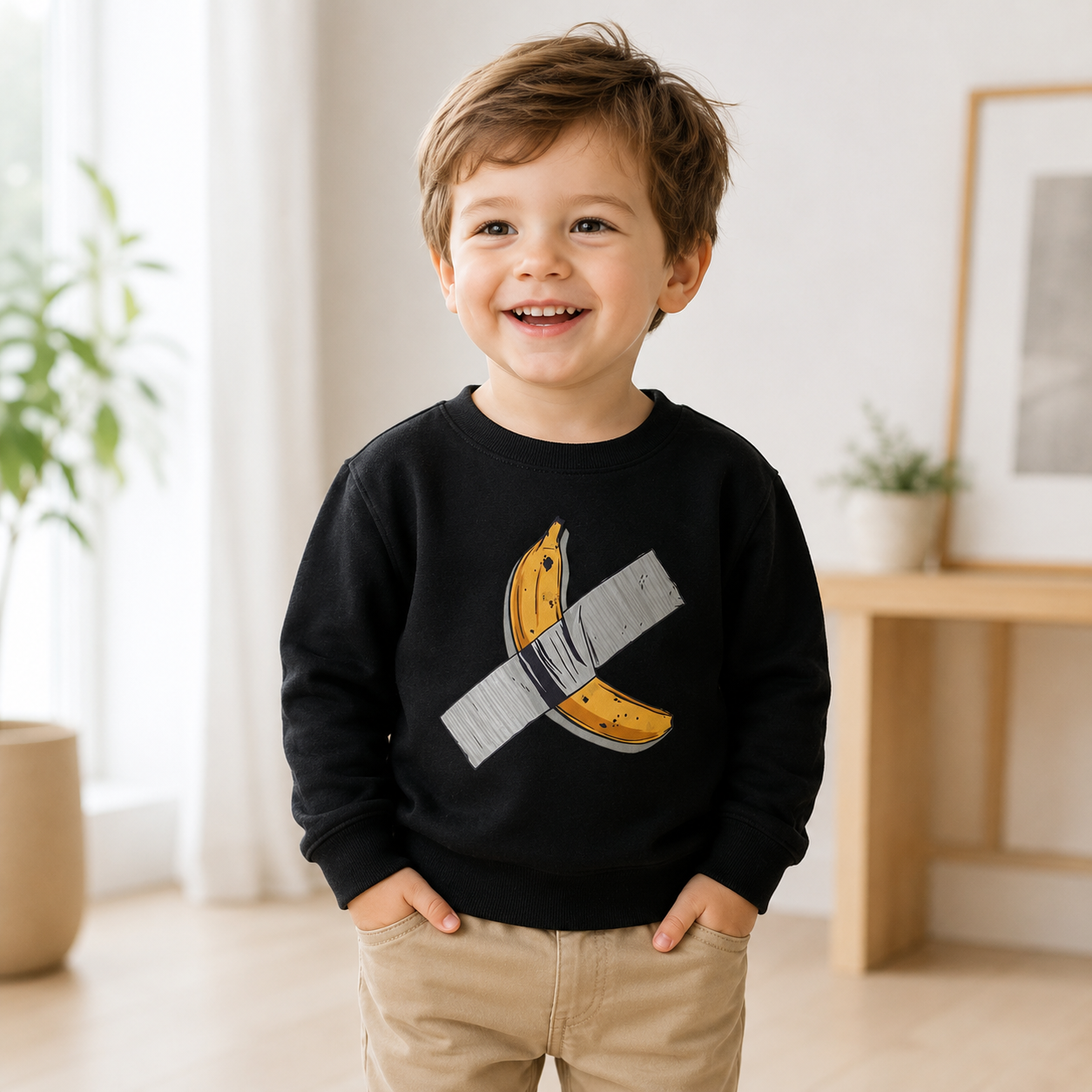 Kids Banana Art Graphic Crewneck Sweatshirt