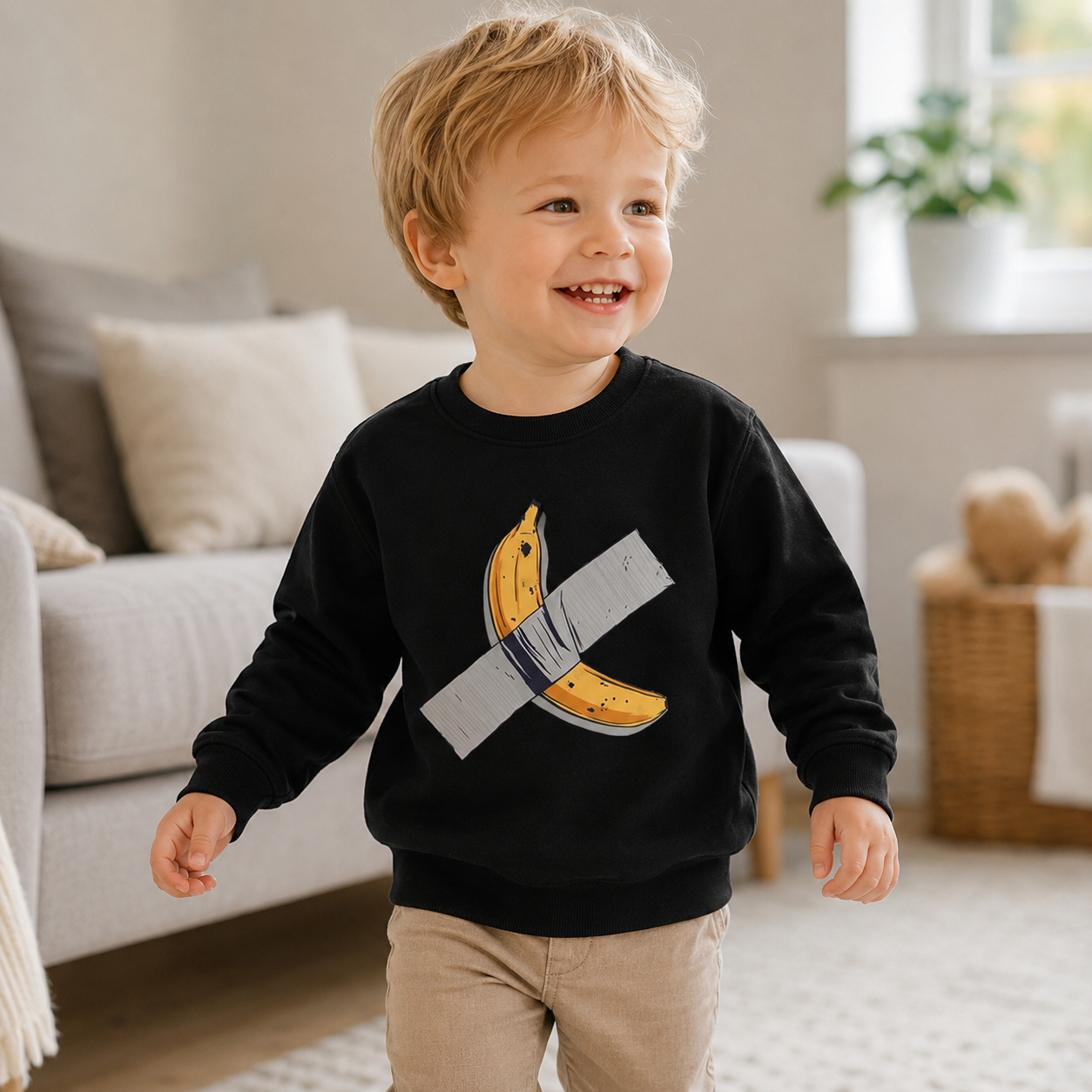 Kids Banana Art Graphic Crewneck Sweatshirt
