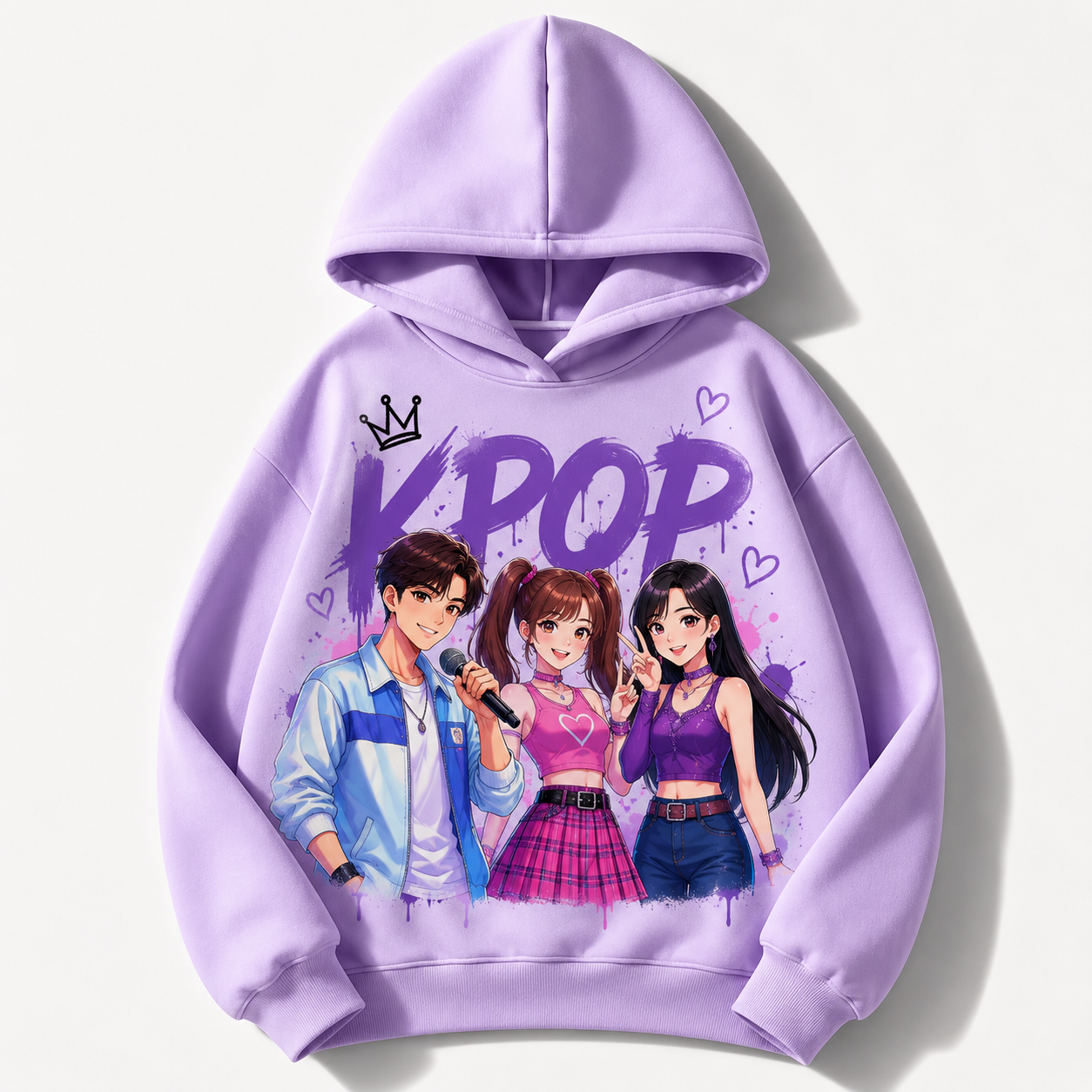 Moletom em várias cores da coleção K-Pop para crianças de 3 a 14 anos.