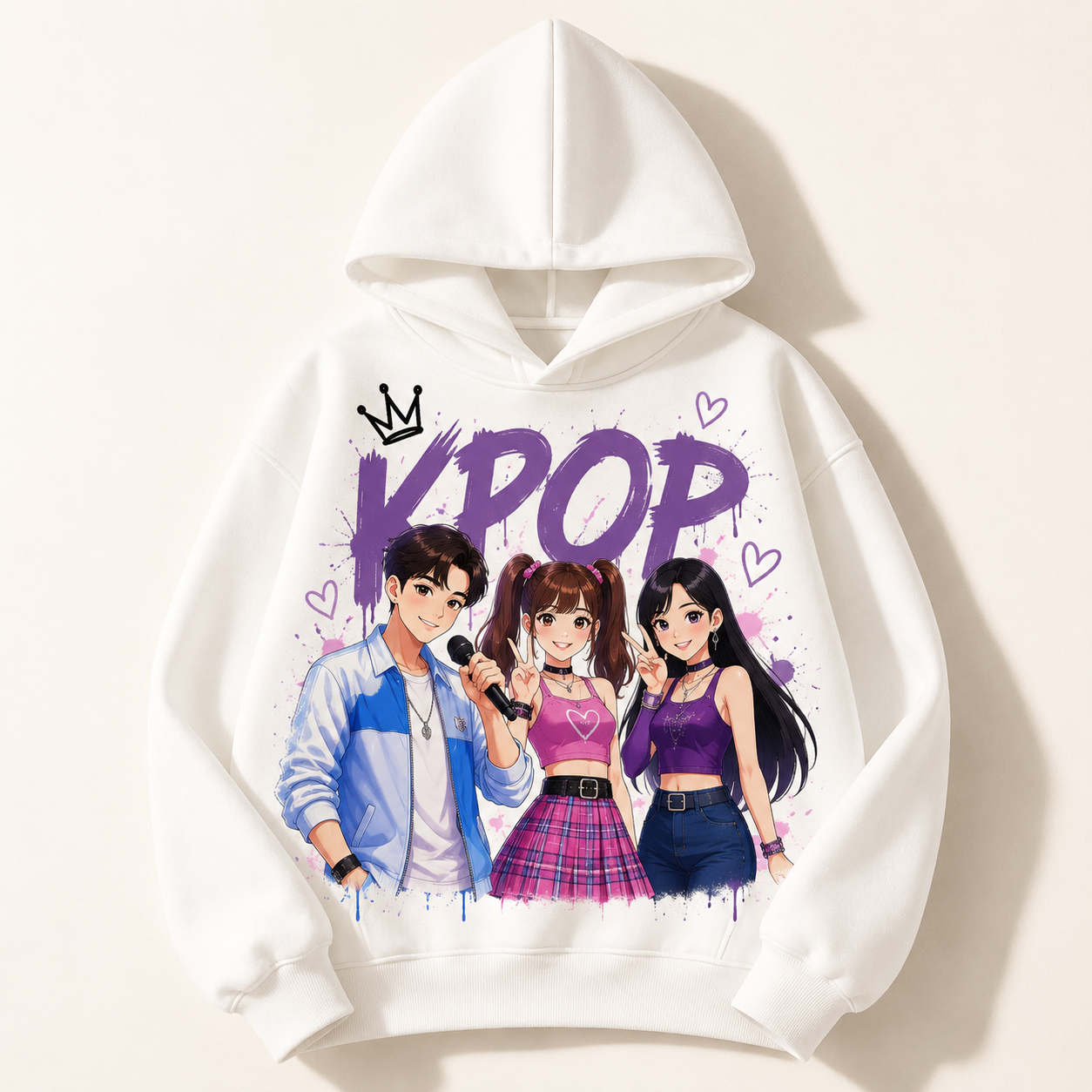 Moletom em várias cores da coleção K-Pop para crianças de 3 a 14 anos.