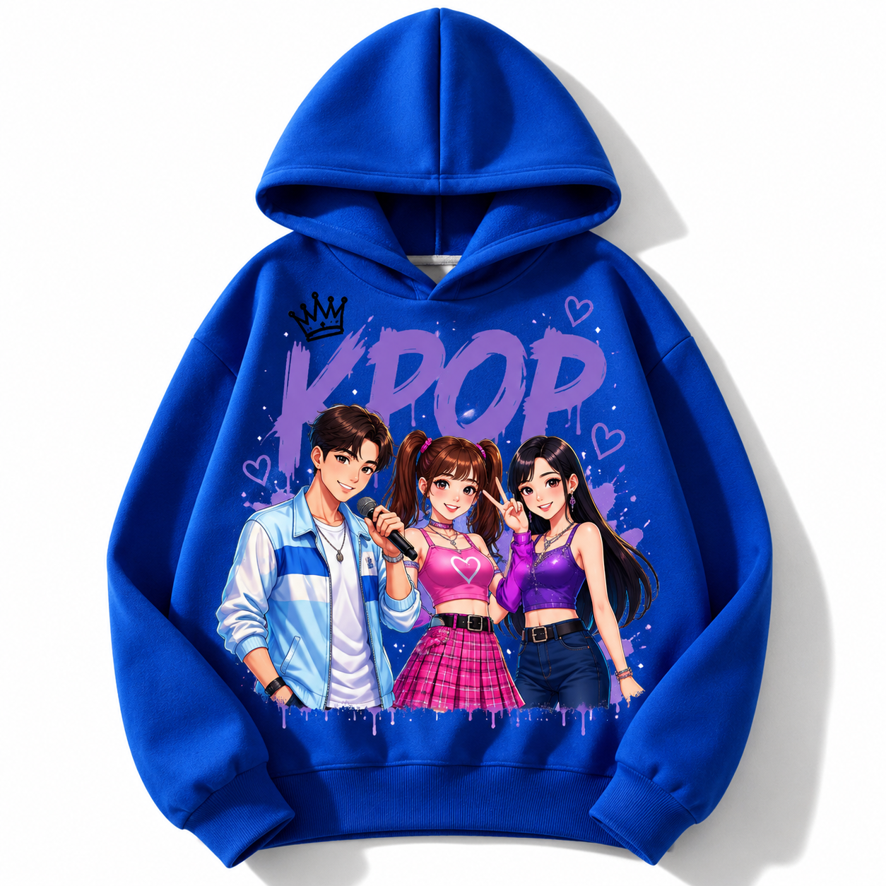 Moletom em várias cores da coleção K-Pop para crianças de 3 a 14 anos.
