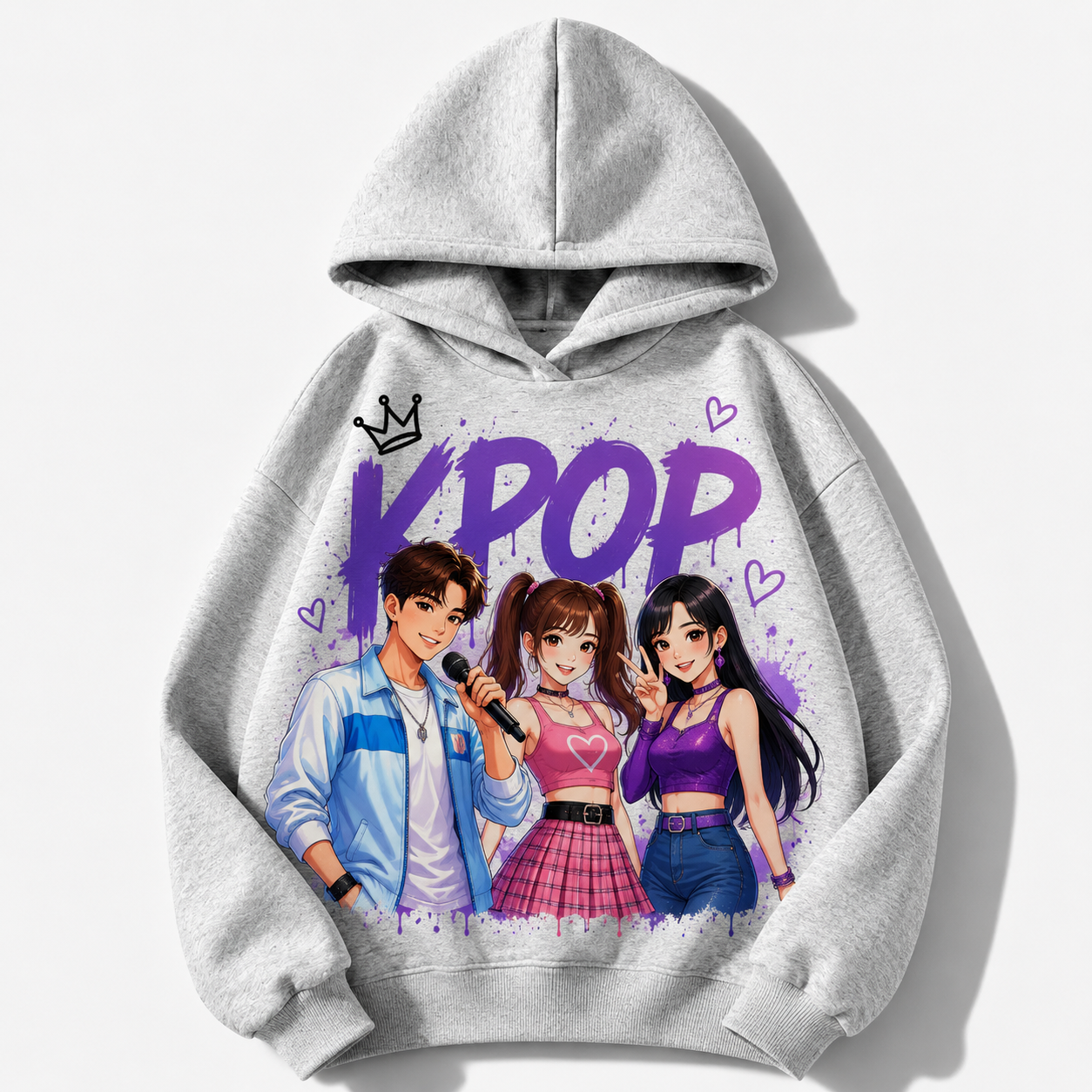 Moletom em várias cores da coleção K-Pop para crianças de 3 a 14 anos.