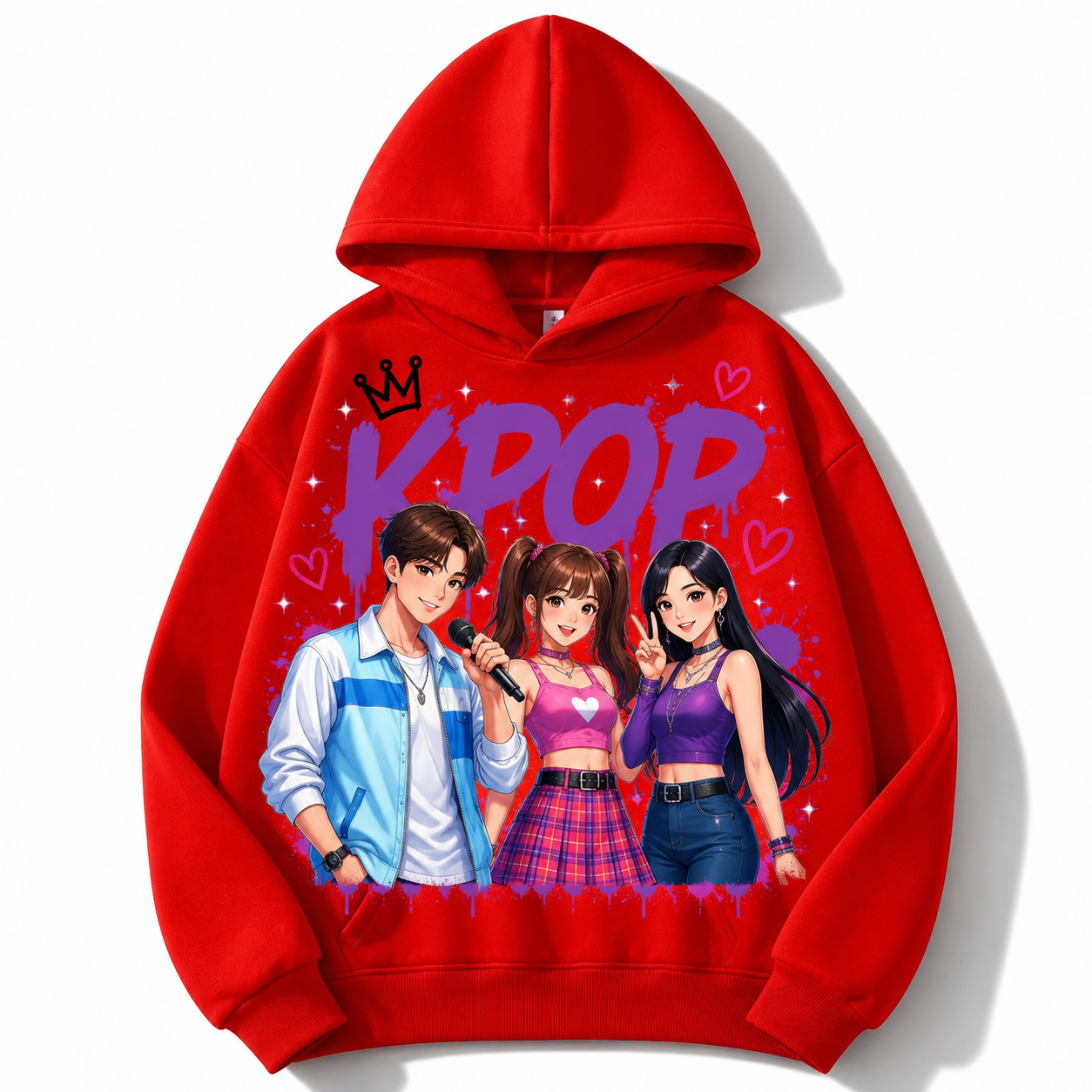 Moletom em várias cores da coleção K-Pop para crianças de 3 a 14 anos.
