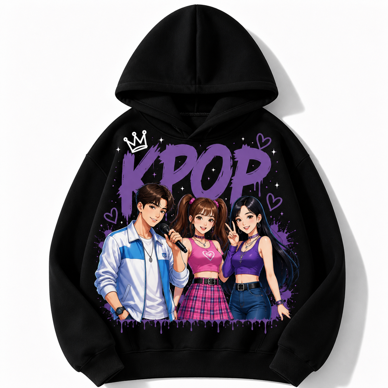 Moletom em várias cores da coleção K-Pop para crianças de 3 a 14 anos.