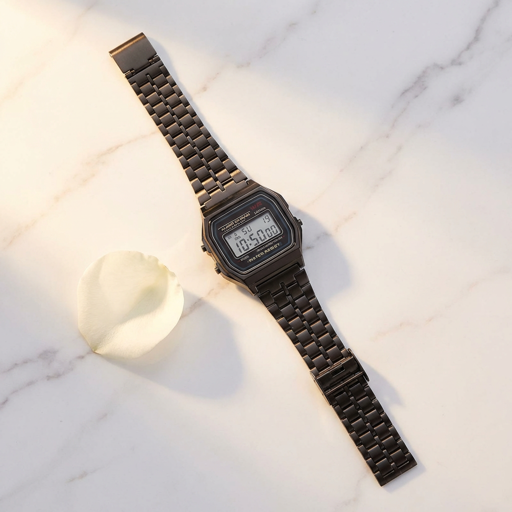 Retro Digital Watch – Rose Gold & Silver