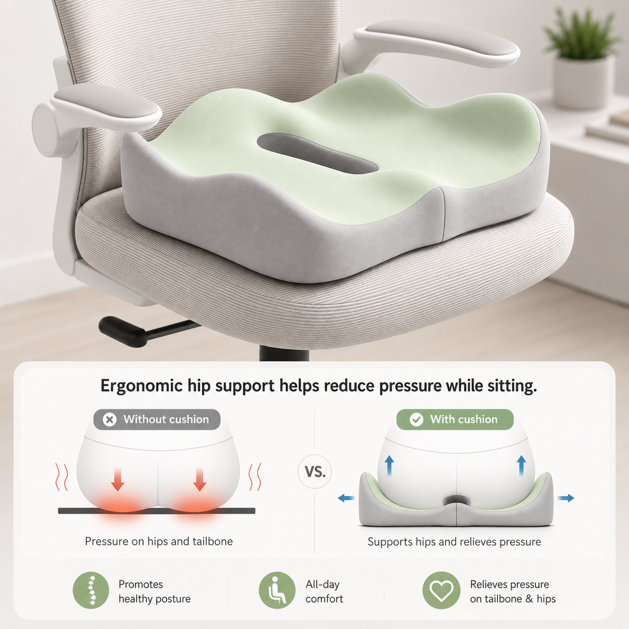 Ergonomic Memory Foam Seat Cushion