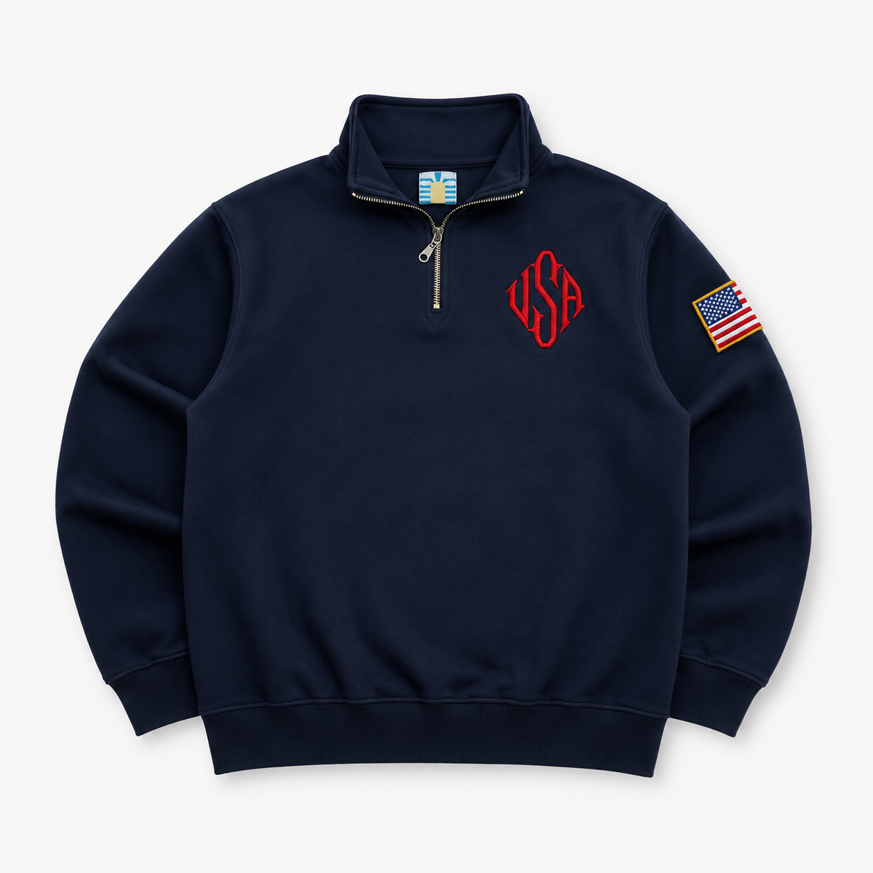 Retro Quarter-Zip Embroidered USA Sweatshirt