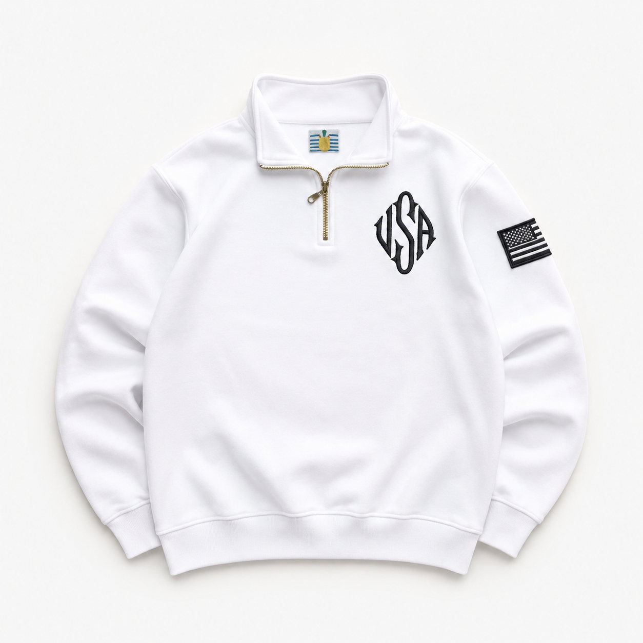 Retro Quarter-Zip Embroidered USA Sweatshirt