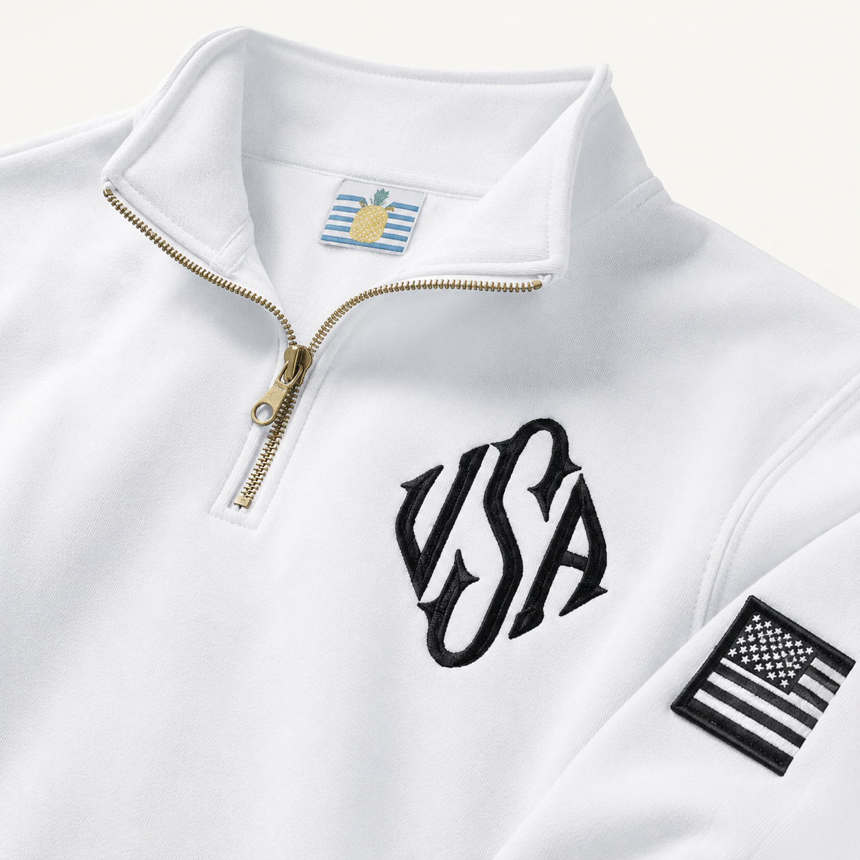 Retro Quarter-Zip Embroidered USA Sweatshirt