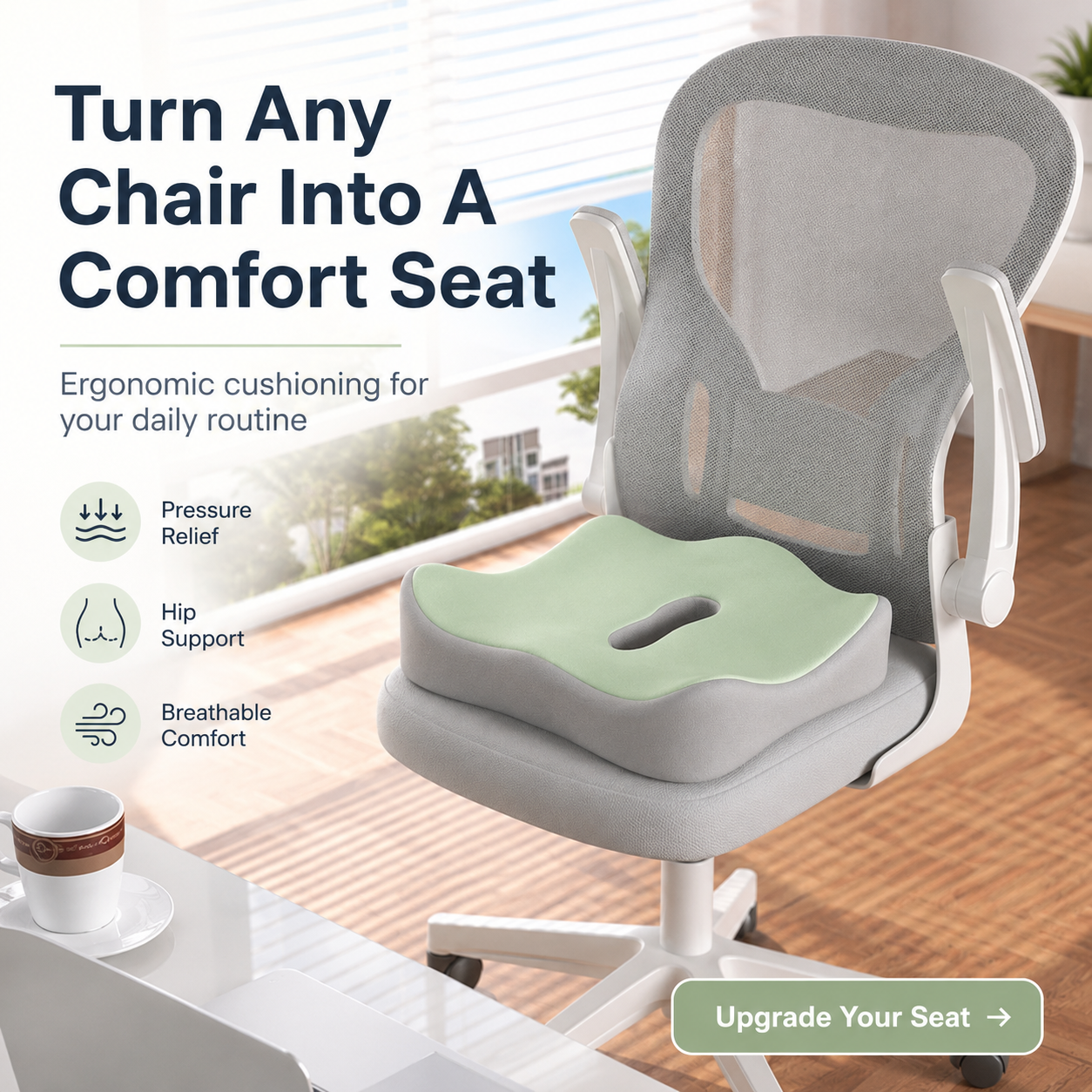 Ergonomic Memory Foam Seat Cushion