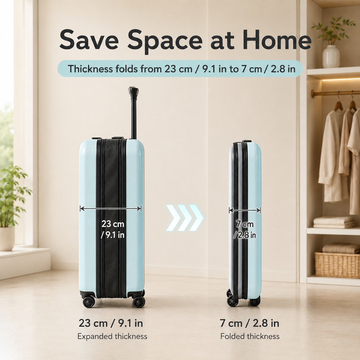 Foldable Rolling Suitcase – Collapsible Luggage