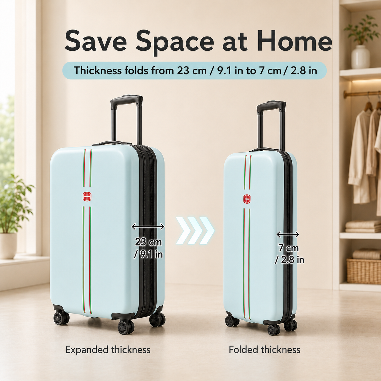 Foldable Rolling Suitcase – Collapsible Luggage
