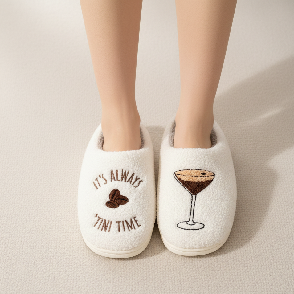 Papuci Espresso Martini din pluș moale