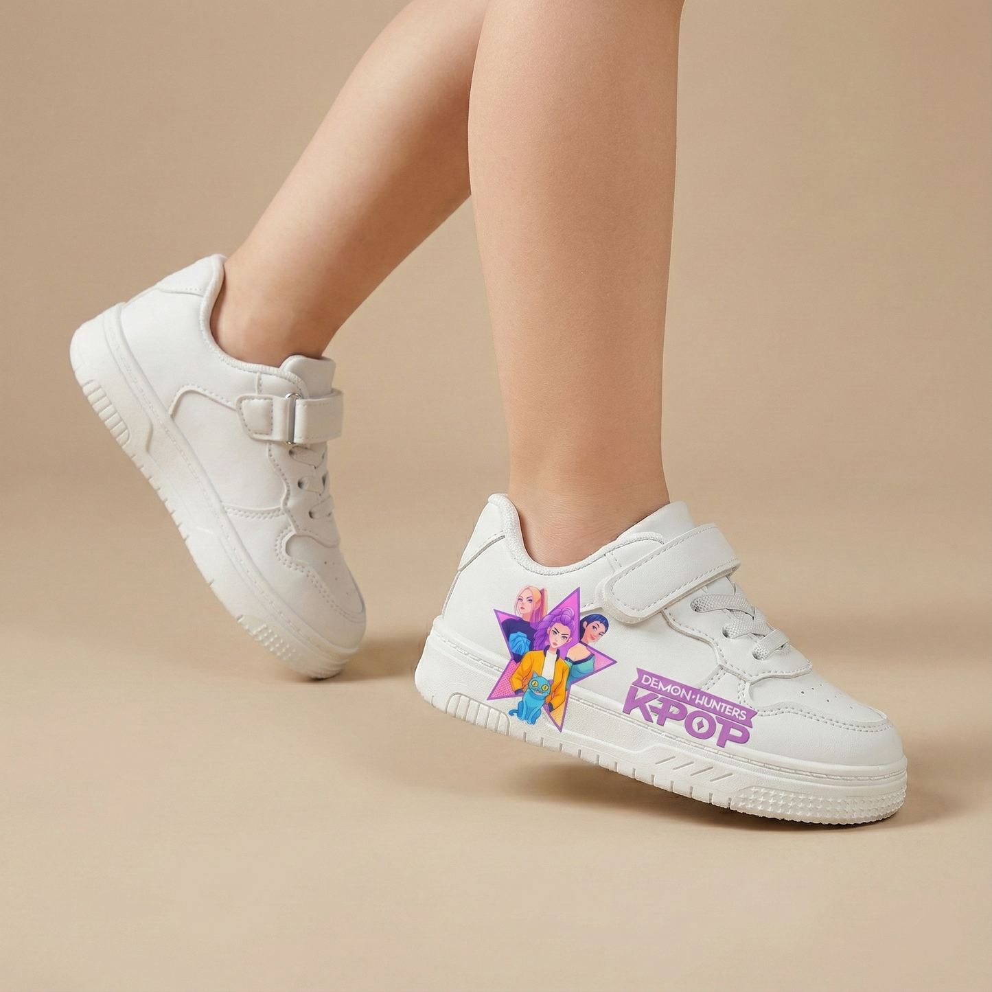 White KPop Sneakers for Ages 3 to 12