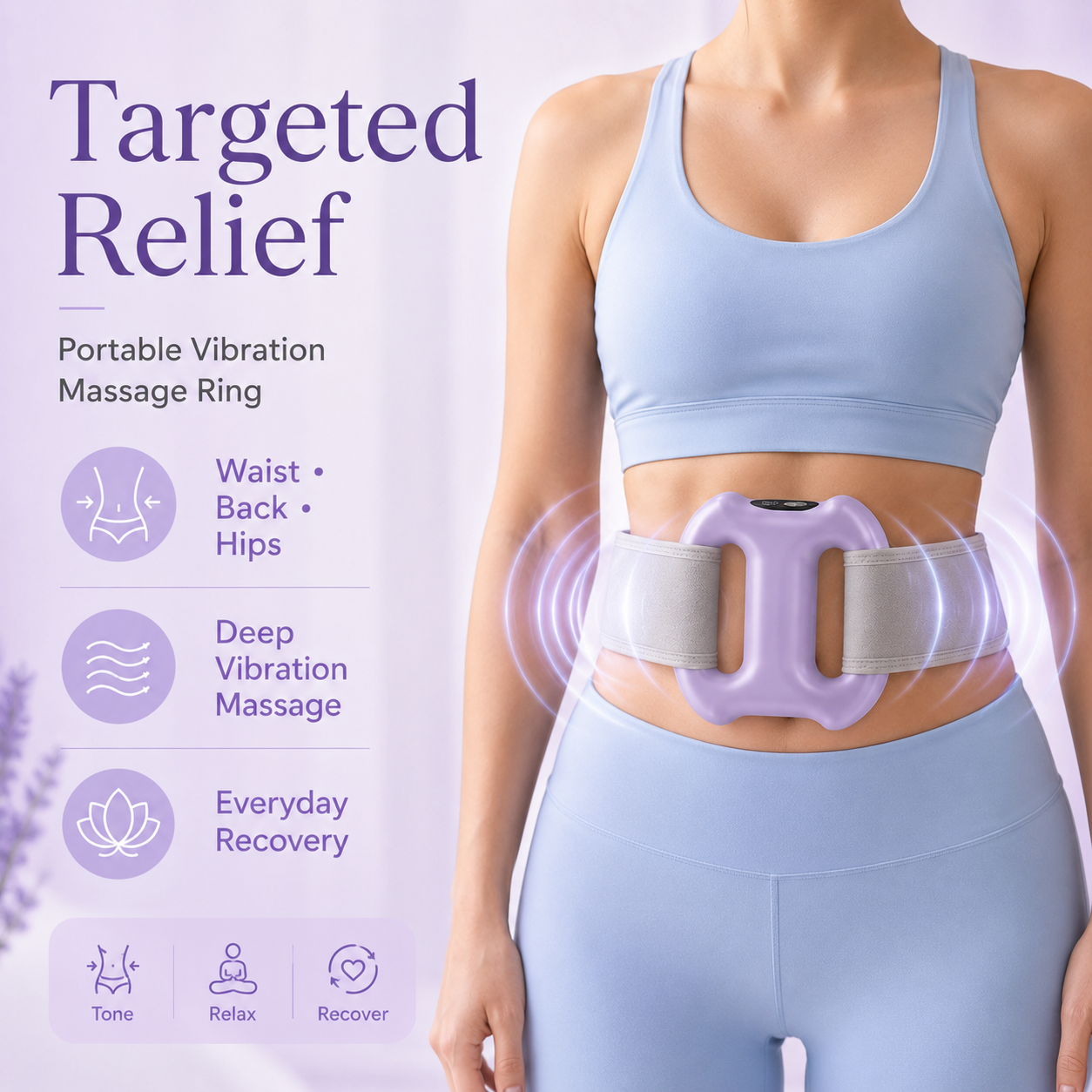 Portable Full-Body Vibration Massage Ring – 8 Massage Settings & Hands-Free Strap