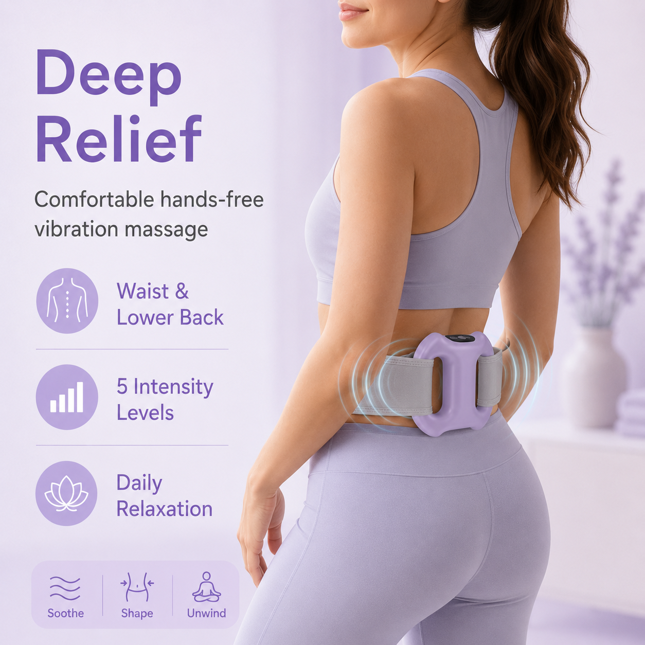 Portable Full-Body Vibration Massage Ring – 8 Massage Settings & Hands-Free Strap