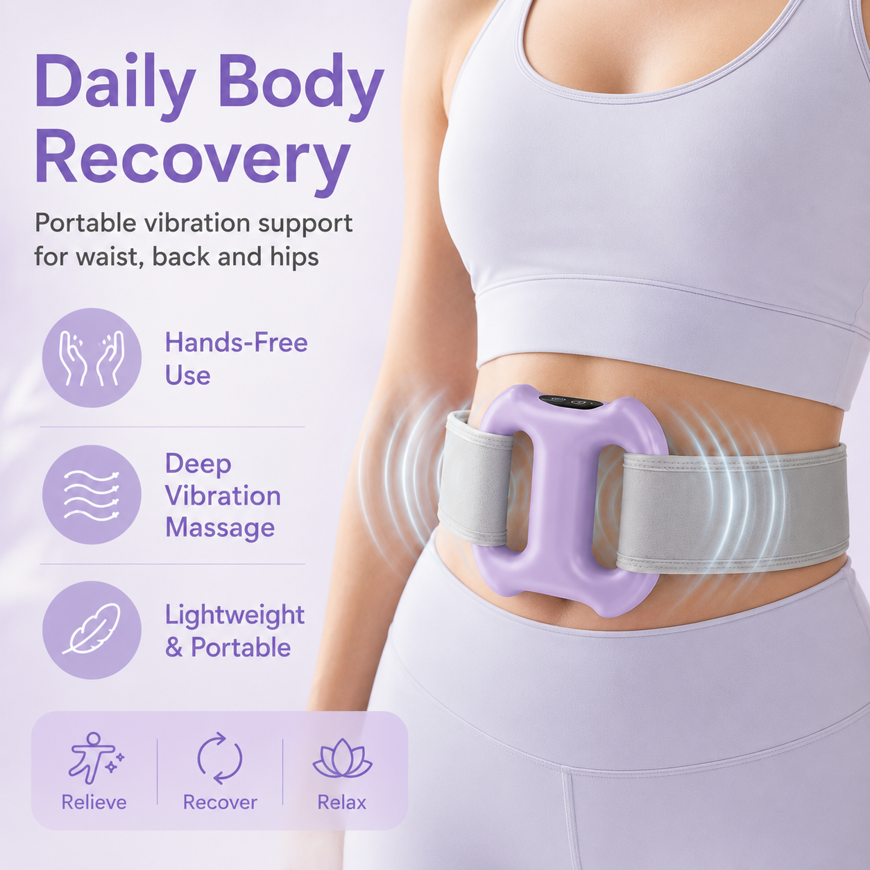 Portable Full-Body Vibration Massage Ring – 8 Massage Settings & Hands-Free Strap