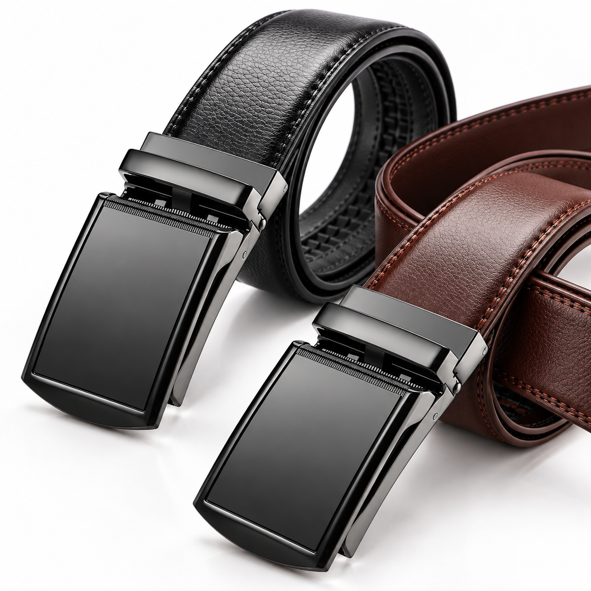 Men’s Leather Ratchet Belt – Black & Brown