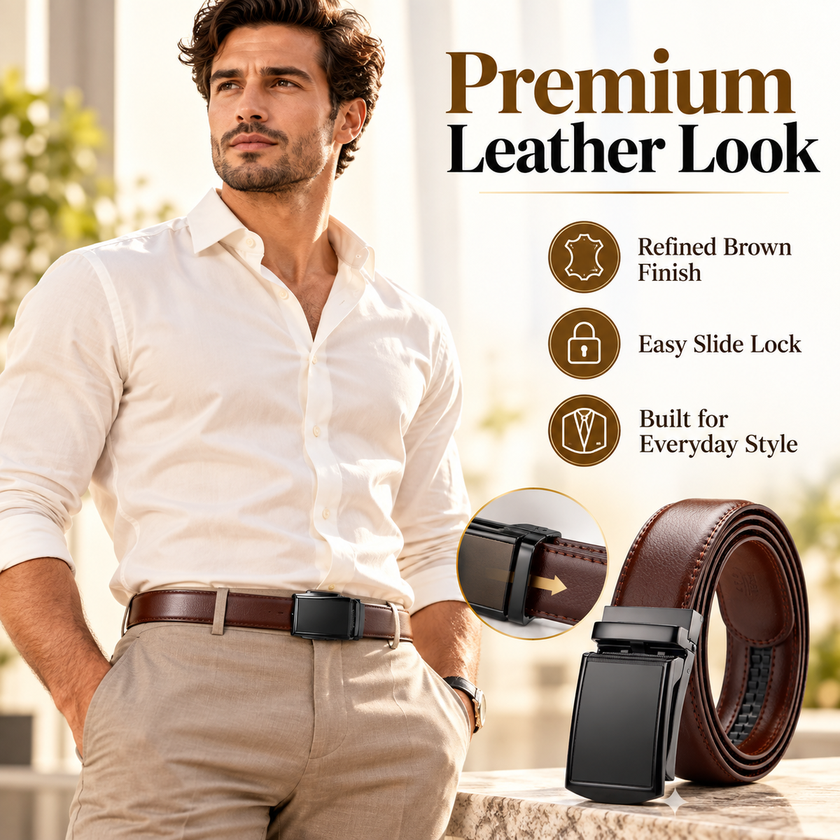 Men’s Leather Ratchet Belt – Black & Brown