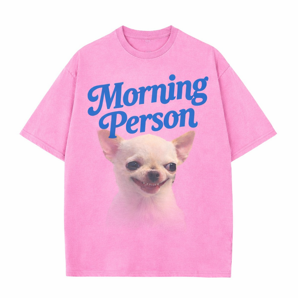 Morning Person Vintage Washed T-Shirt - Heavy Weight 100% Cotton