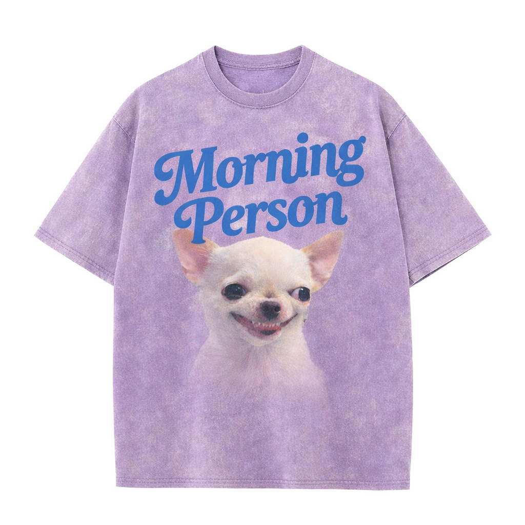 Morning Person Vintage Washed T-Shirt - Heavy Weight 100% Cotton