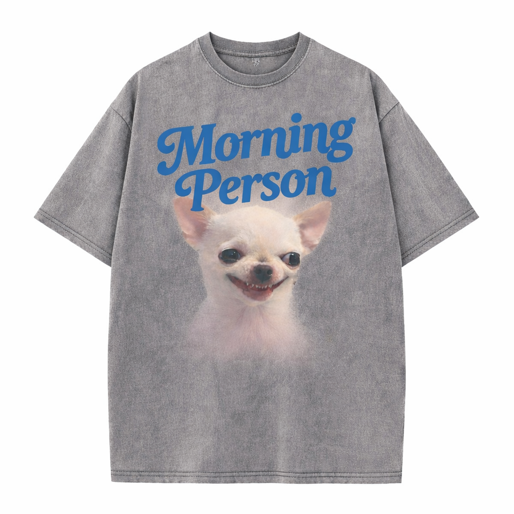 Morning Person Vintage Washed T-Shirt - Heavy Weight 100% Cotton