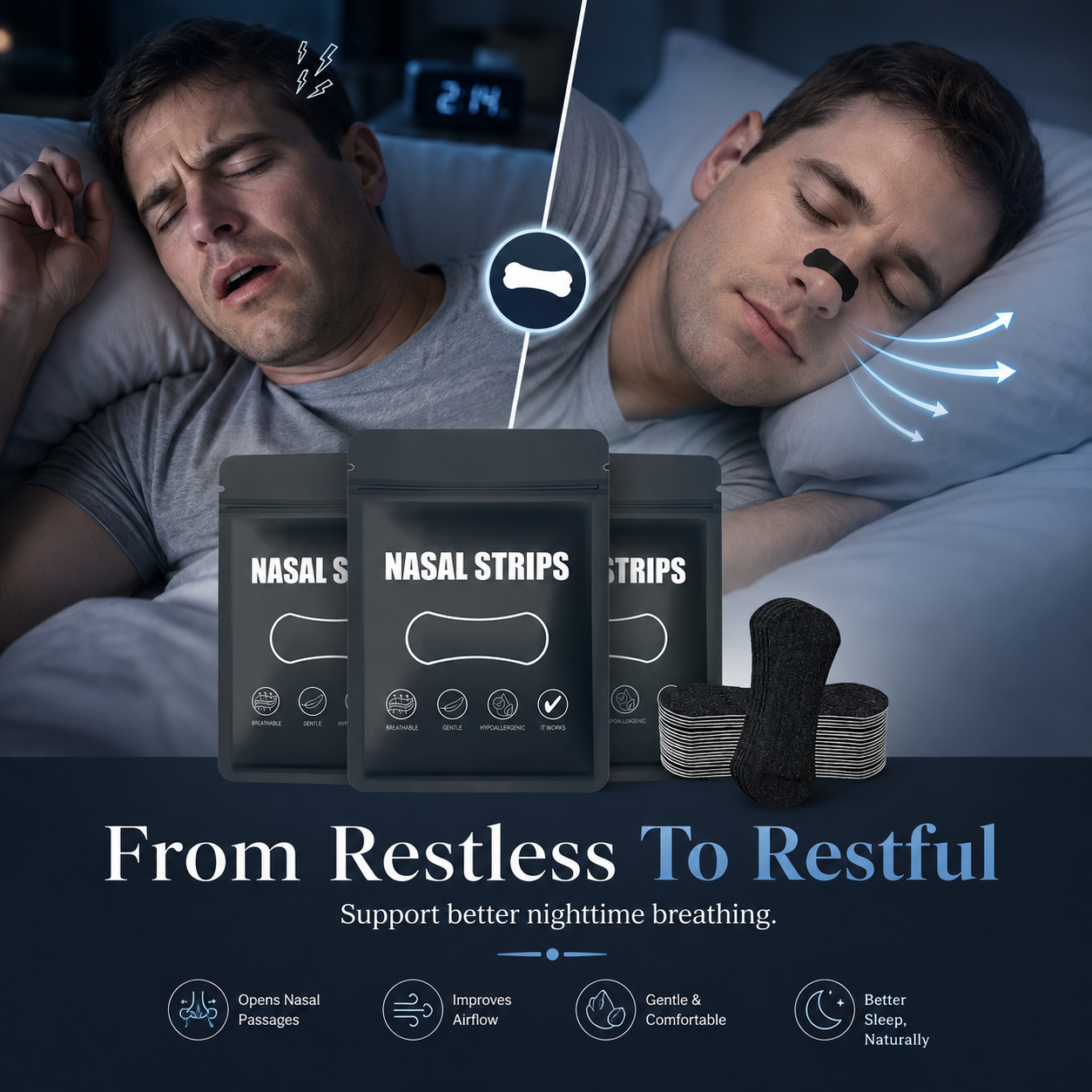 Anti-Snoring Nasal Strips – 30–150 Pieces