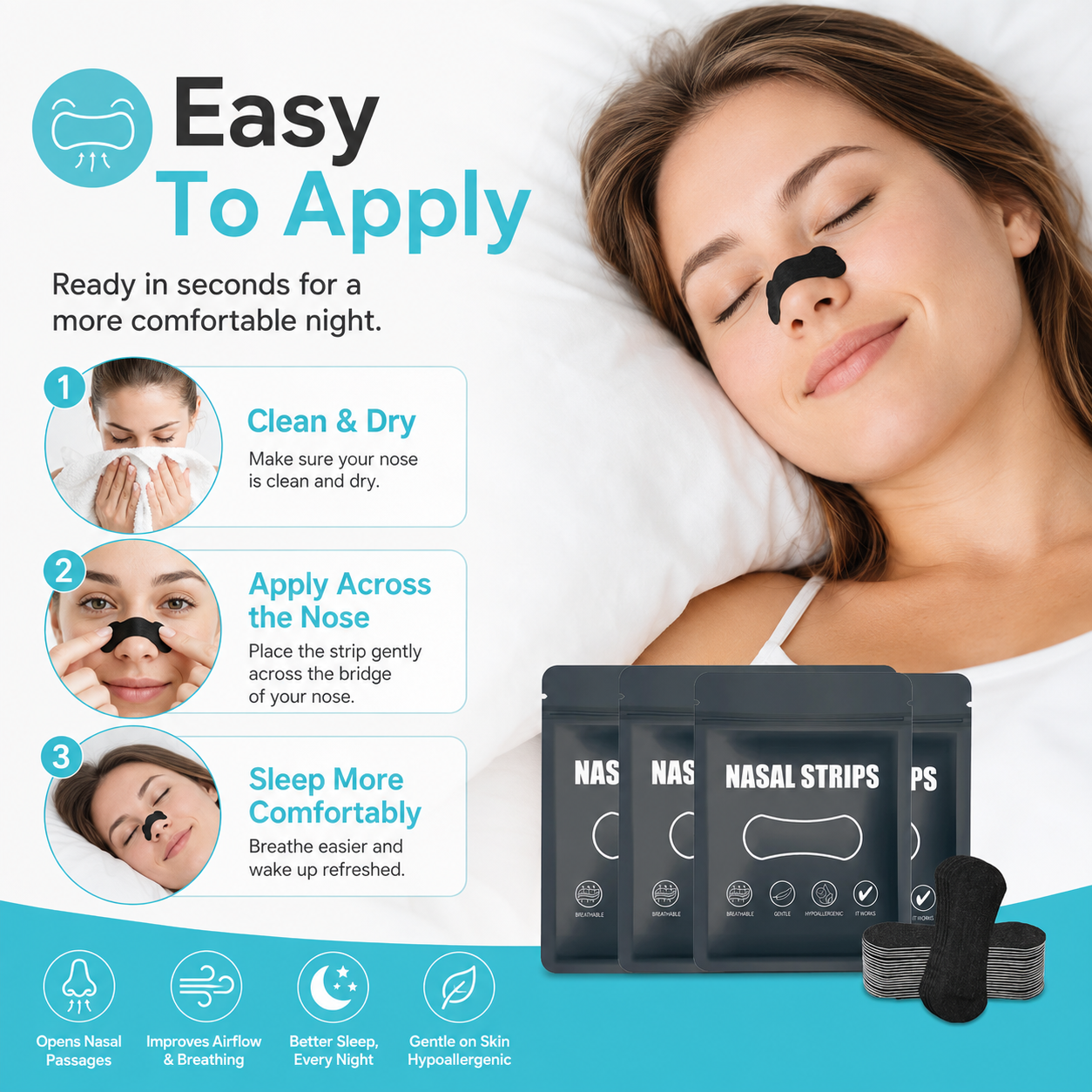 Anti-Snoring Nasal Strips – 30–150 Pieces