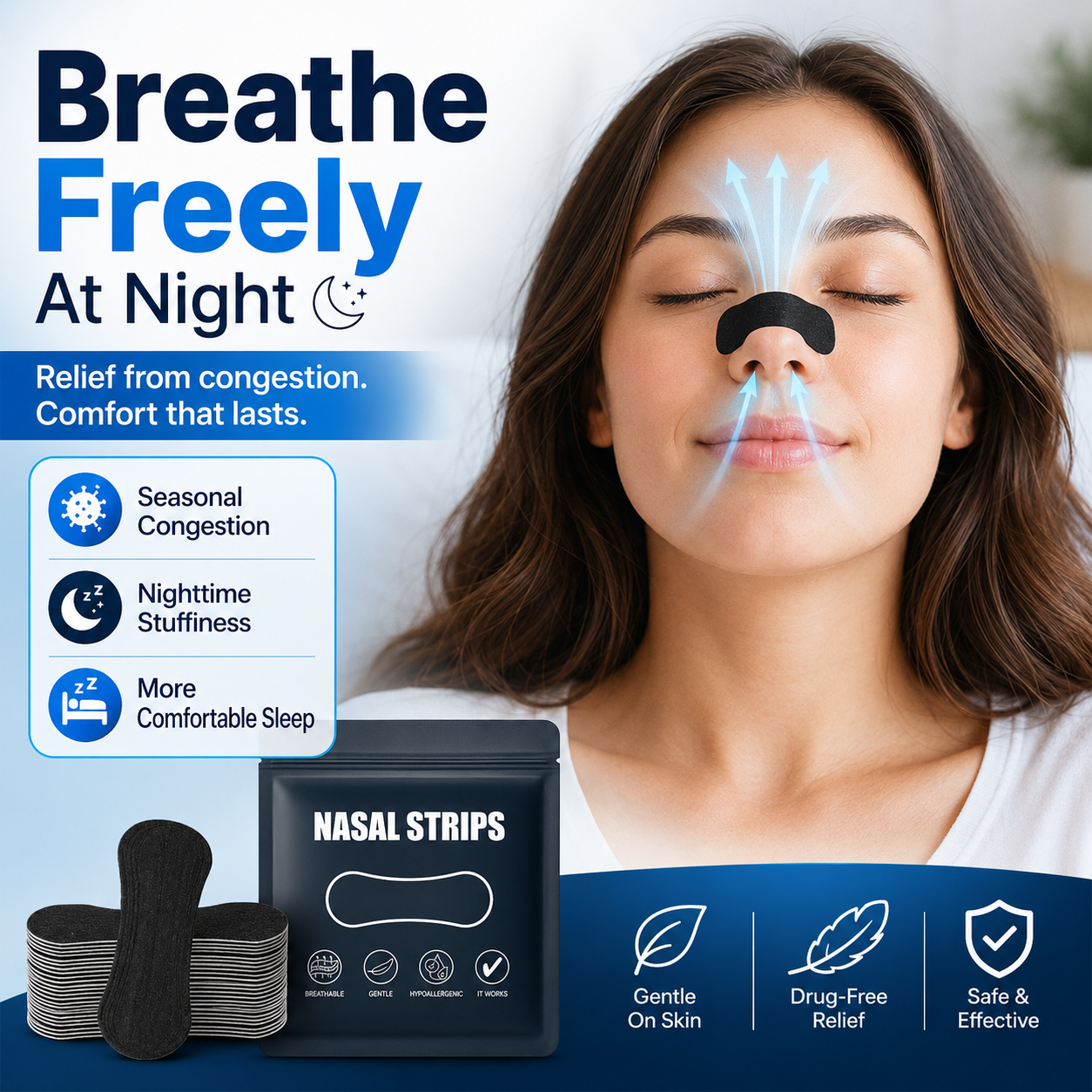 Anti-Snoring Nasal Strips – 30–150 Pieces