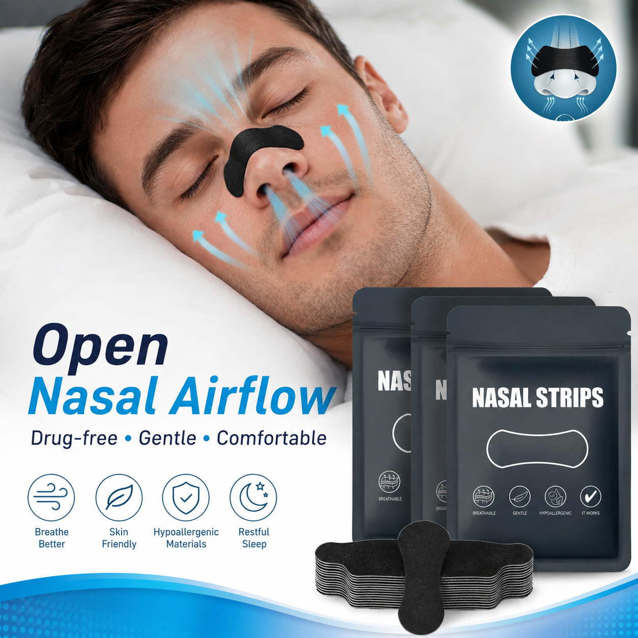 Anti-Snoring Nasal Strips – 30–150 Pieces