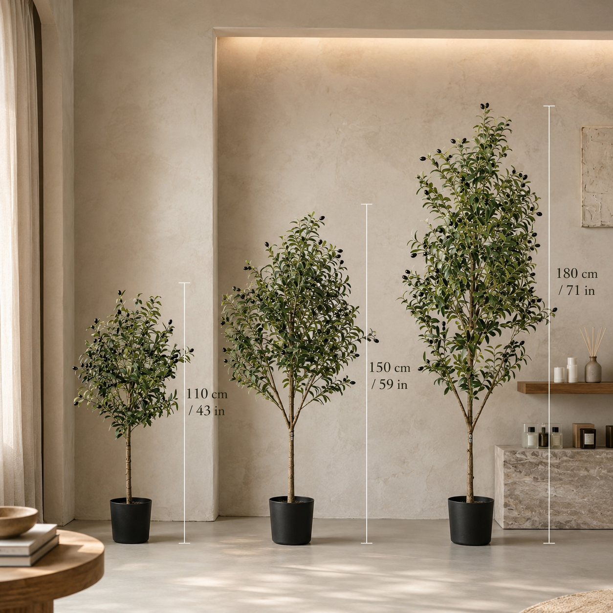 Realistic Artificial Olive Tree with Pot – No-Maintenance Indoor Decor