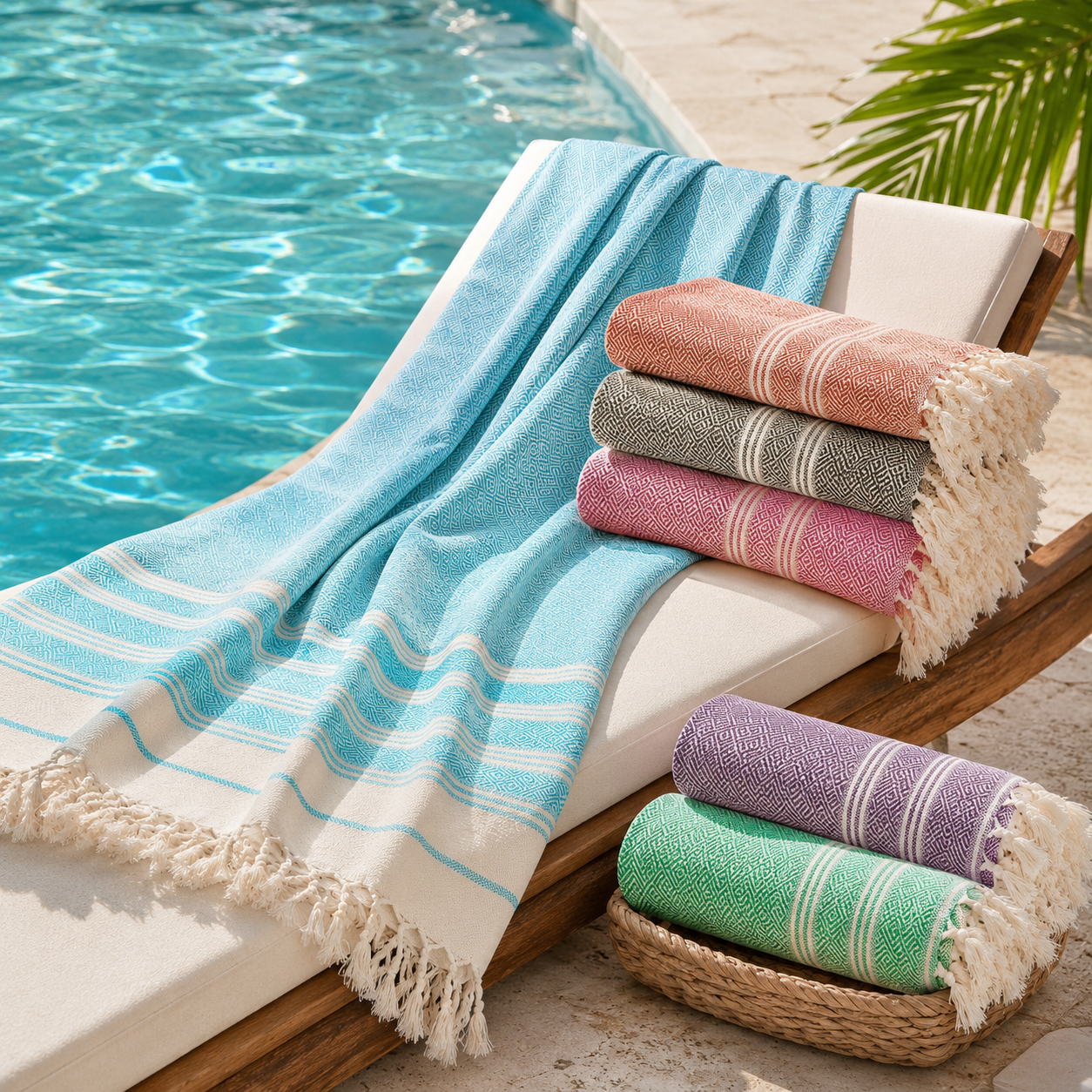 Oversized Turkish Cotton Hammam Towel – 100 × 180 cm (39.4 × 70.9 in)