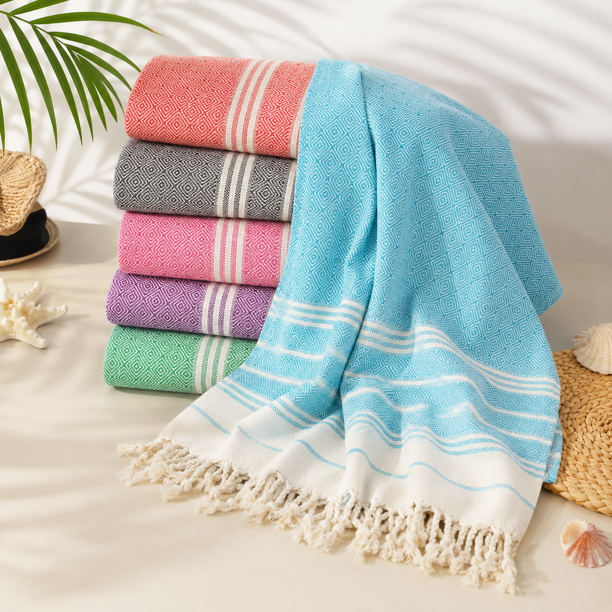 Oversized Turkish Cotton Hammam Towel – 100 × 180 cm (39.4 × 70.9 in)