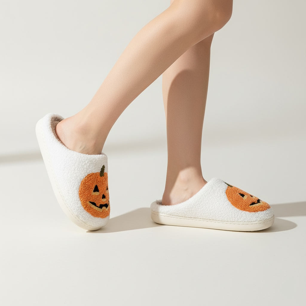 Halloween Græskar Hjemmesko Bløde Plys