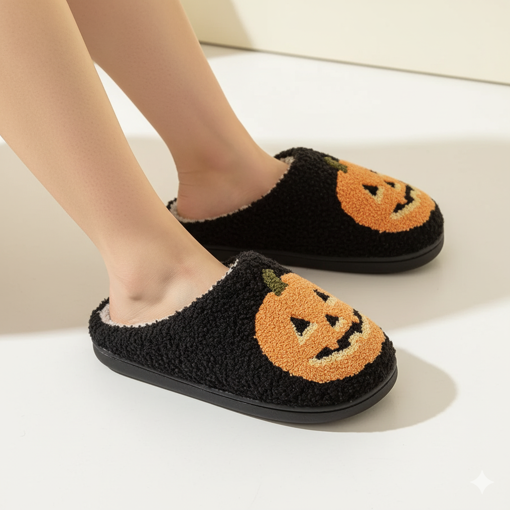 Halloween Græskar Hjemmesko Bløde Plys