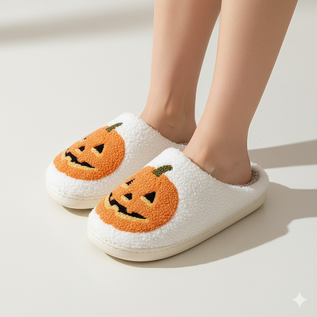 Halloween Græskar Hjemmesko Bløde Plys
