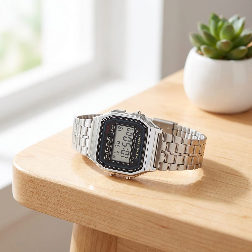 Retro Digital Watch – Rose Gold & Silver