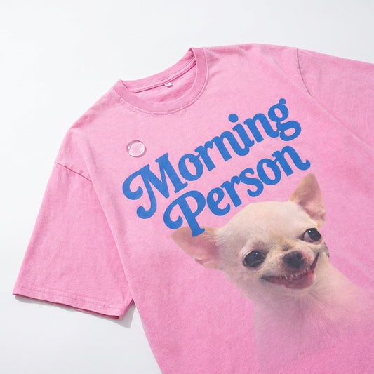 Morning Person Vintage Washed T-Shirt - Heavy Weight 100% Cotton