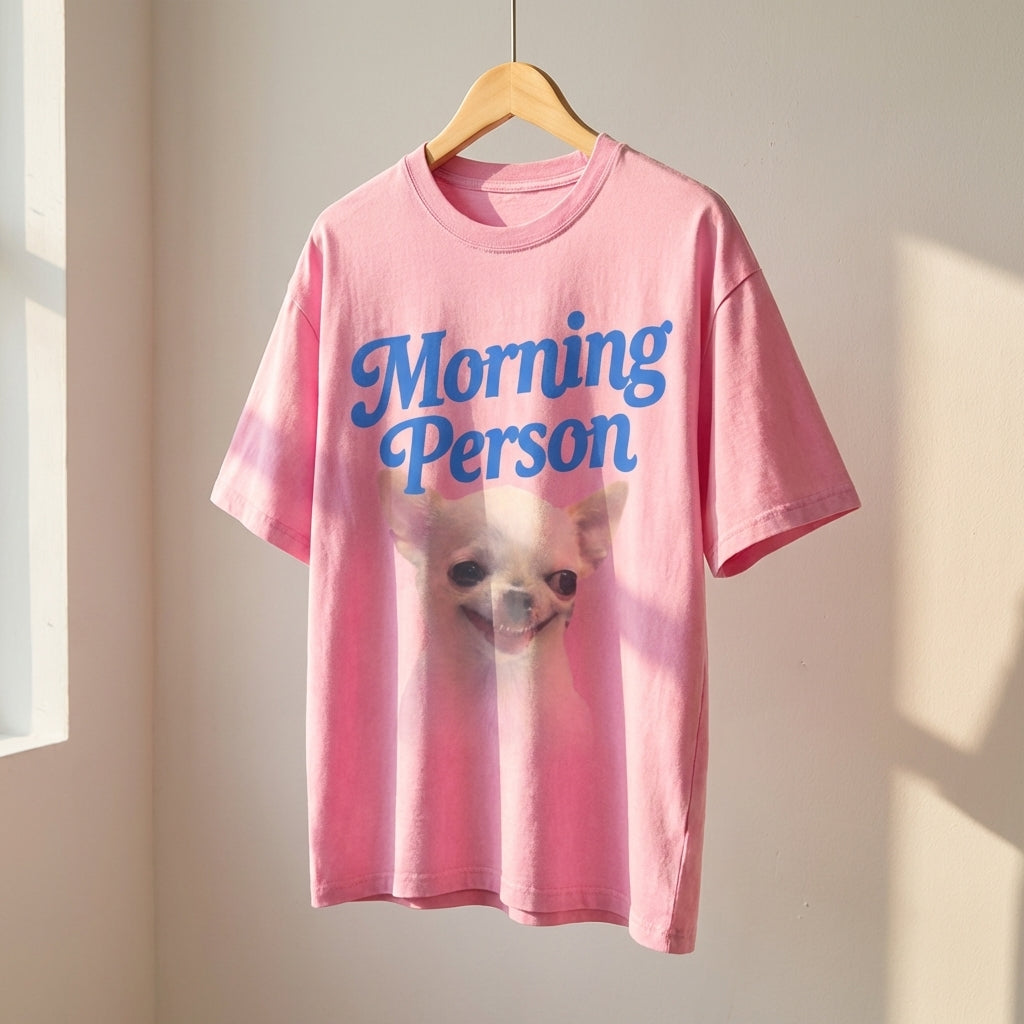 Morning Person Vintage Washed T-Shirt - Heavy Weight 100% Cotton