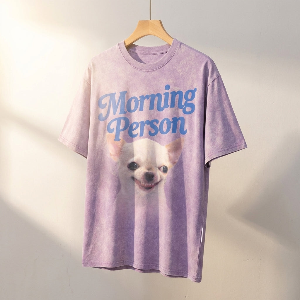 Morning Person Vintage Washed T-Shirt - Heavy Weight 100% Cotton