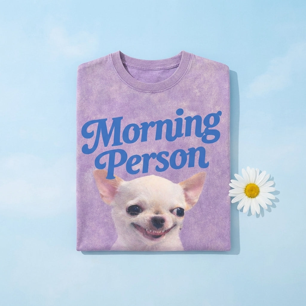 Morning Person Vintage Washed T-Shirt - Heavy Weight 100% Cotton