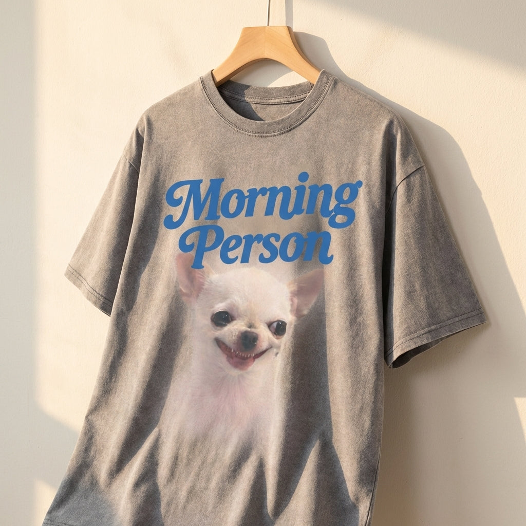 Morning Person Vintage Washed T-Shirt - Heavy Weight 100% Cotton