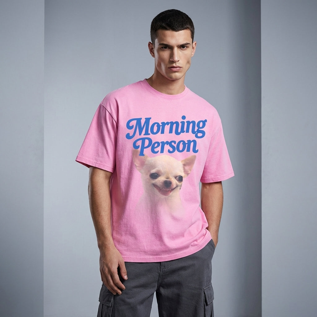 Morning Person Vintage Washed T-Shirt - Heavy Weight 100% Cotton