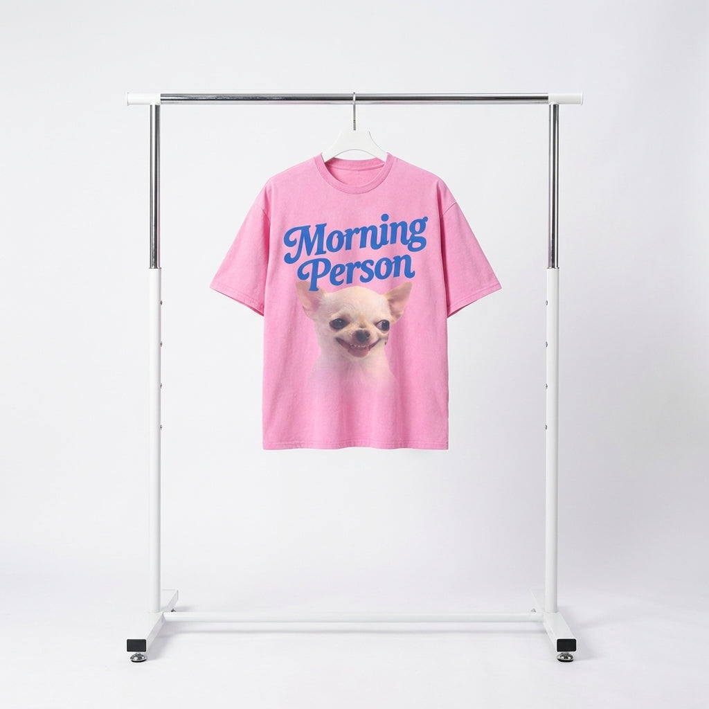 Morning Person Vintage Washed T-Shirt - Heavy Weight 100% Cotton