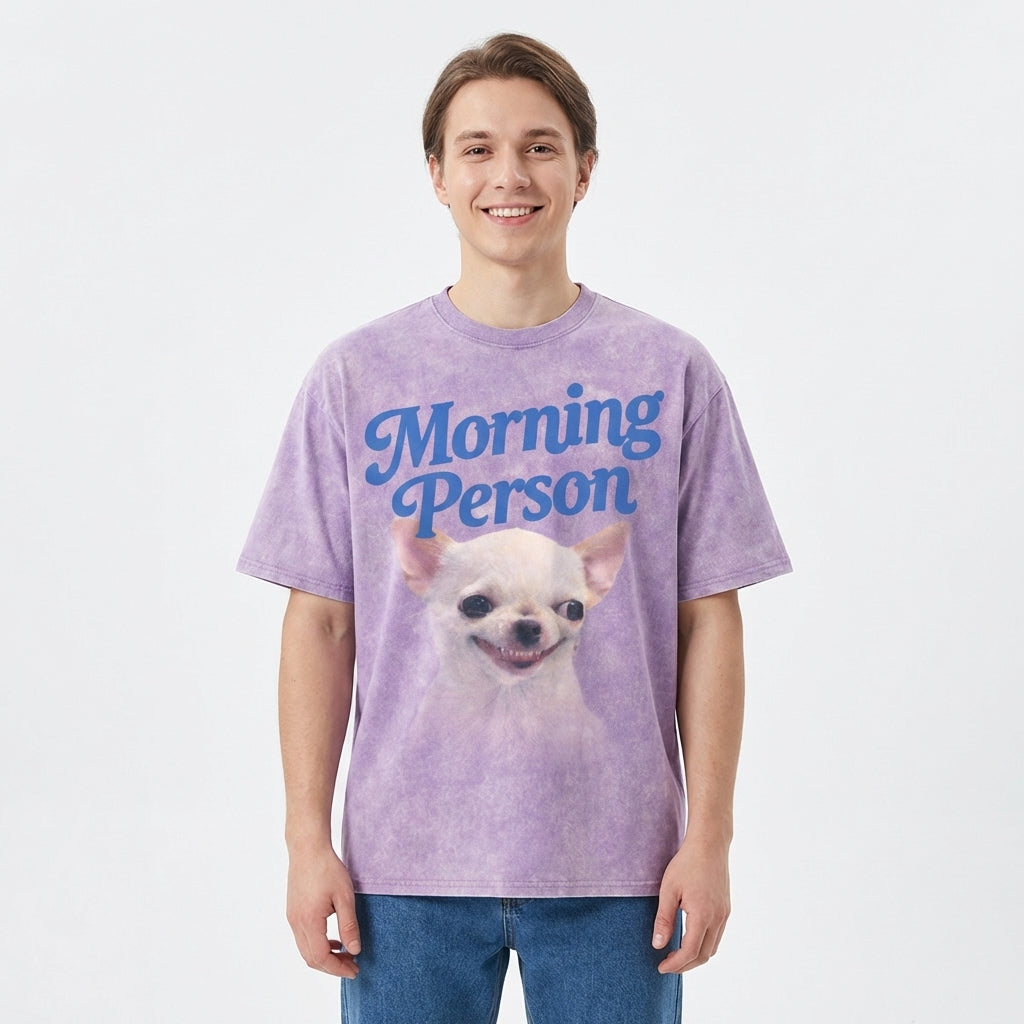 Morning Person Vintage Washed T-Shirt - Heavy Weight 100% Cotton