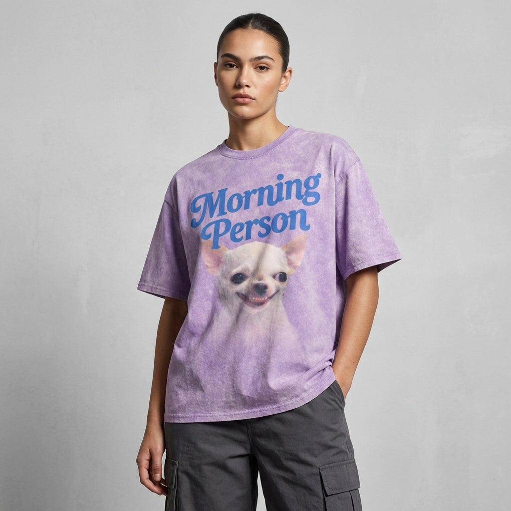 Morning Person Vintage Washed T-Shirt - Heavy Weight 100% Cotton