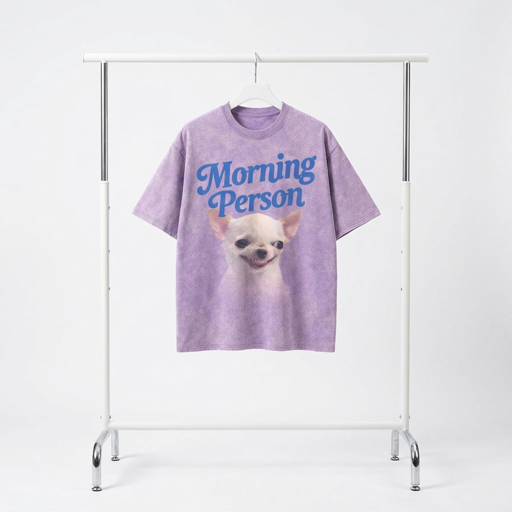 Morning Person Vintage Washed T-Shirt - Heavy Weight 100% Cotton